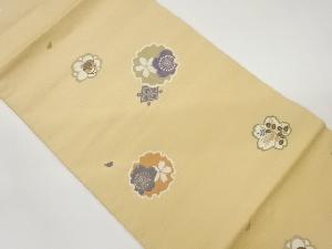 雪輪に花々模様織出し名古屋帯